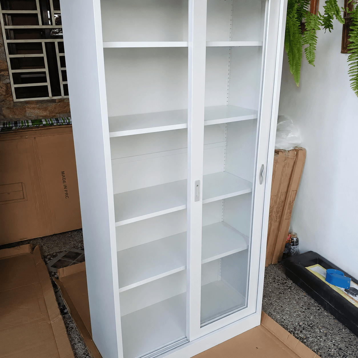 Full Glass Sliding Cabinet — White — photo 1