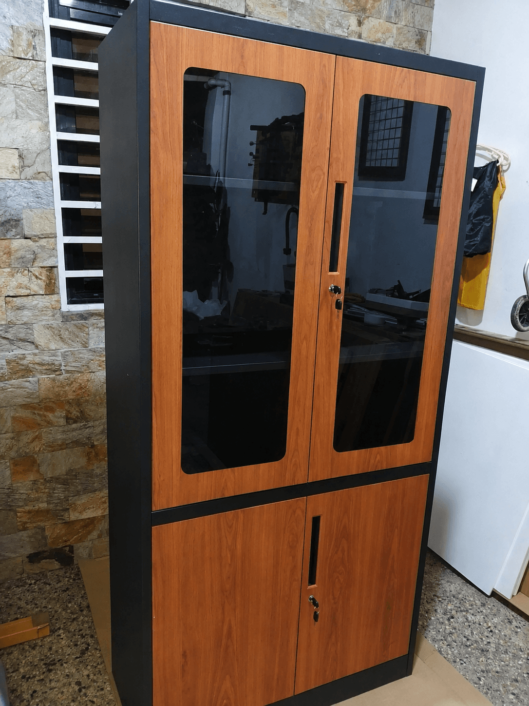 Half Glass Cabinet — Black Woodgrain — photo 1